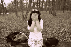 sitting, monochrome, bag