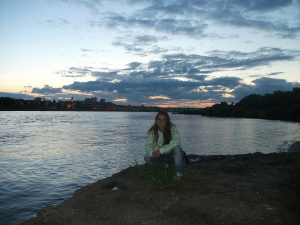 sky, sitting, leisure, lake, sunset