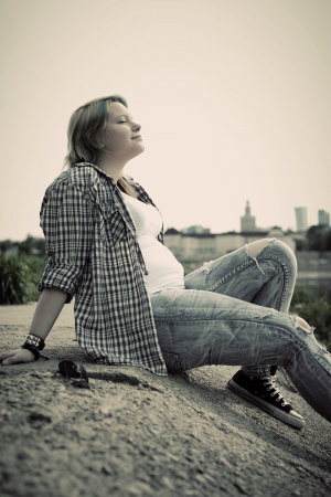 fun, jeans, cool, sitting