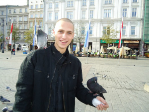 jacket, outerwear, bird, road