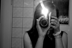 selfie, monochrome