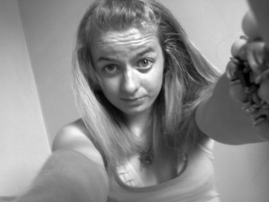 skin, smile, monochrome