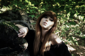 hair, hand, smile, forest