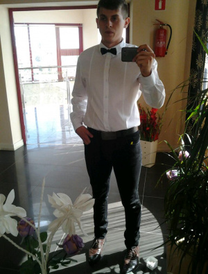 jeans, standing, tie