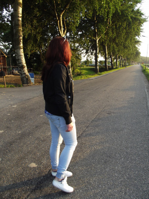 jacket, textile, fun, jeans, denim, leisure, standing, asphalt