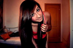 mouth, hair, bangs