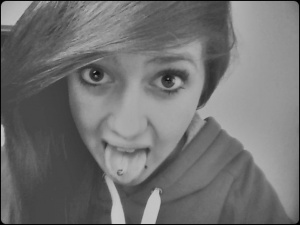 mouth, selfie, smile, monochrome