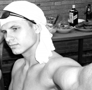 glasses, muscle, monochrome