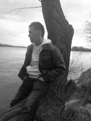 sitting, standing, monochrome, rock