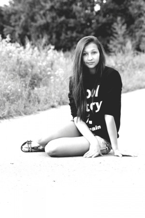 smile, sitting, monochrome, model