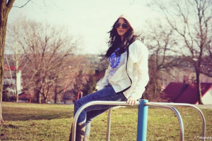 jacket, outerwear, jeans, sky