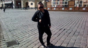 jacket, jeans, standing, road, infrastructure
