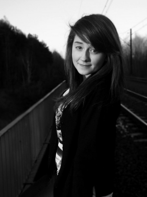 hair, smile, monochrome, model