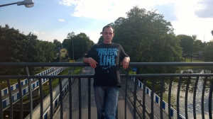 jeans, leisure, vacation, metal, handrail, bridge