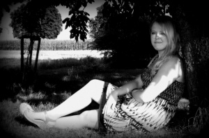 sitting, monochrome, model