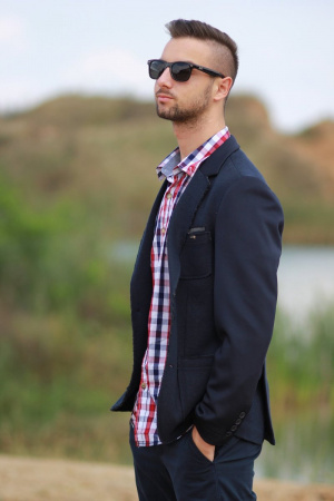 jacket, outerwear, sunglasses, tie, blazer