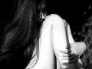hair, hand, monochrome