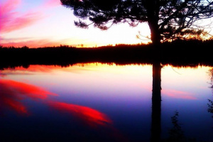 sky, lake, sunset