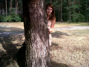 hair, dress, forest, plant, trunk