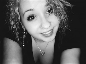 eyelash, hair, skin, selfie, smile, necklace, ear, monochrome