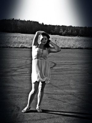 sky, standing, monochrome, model, dress