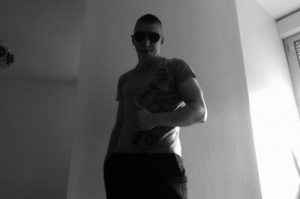 standing, monochrome