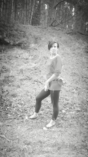 standing, monochrome, forest