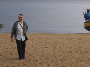 standing, beach, sand