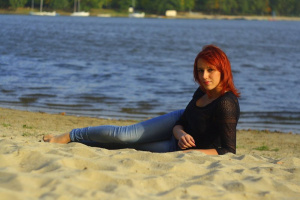fun, sitting, leisure, beach, sand