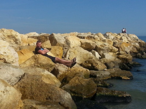 beach, rock, cliff