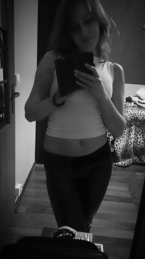 standing, monochrome