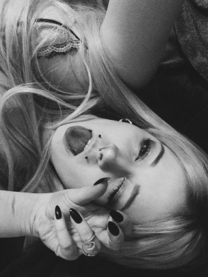 mouth, skin, hand, monochrome