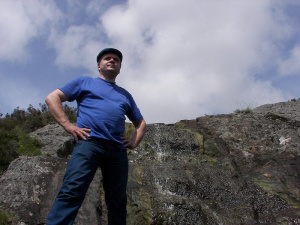 jeans, standing, rock, mountain