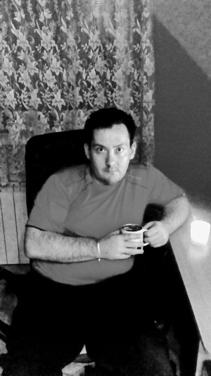 sitting, monochrome