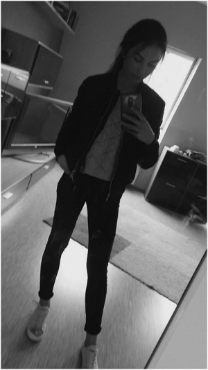 standing, monochrome