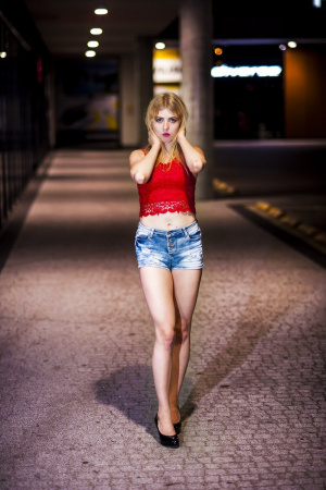 fun, jeans, denim, standing, shorts