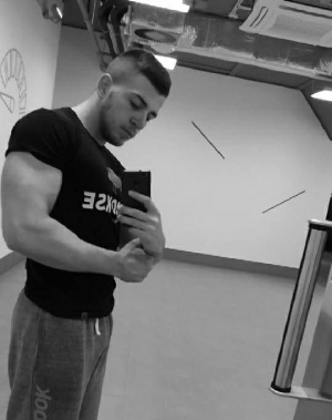 muscle, standing, monochrome