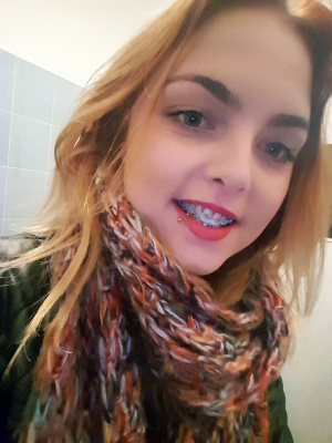mouth, eyelash, hair, skin, selfie, smile, scarf