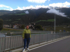 jeans, standing, mountain, road, asphalt, infrastructure