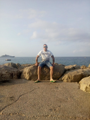 sitting, vacation, beach, rock