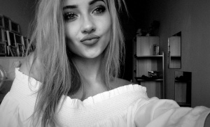 hair, selfie, smile, monochrome