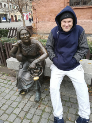 jeans, cool, sitting, leisure, statue, monument
