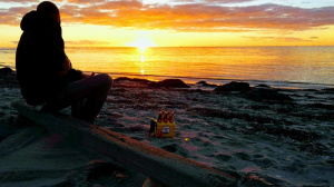 sky, beach, rock, sunset