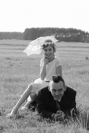 fun, smile, sitting, monochrome