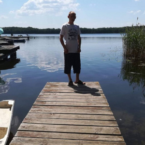 vacation, standing, lake, pier