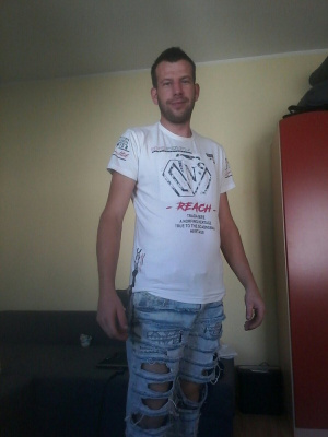fun, jeans, denim, cool, muscle, standing, dude, room