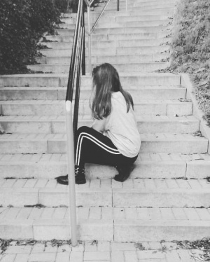 sitting, monochrome, wall