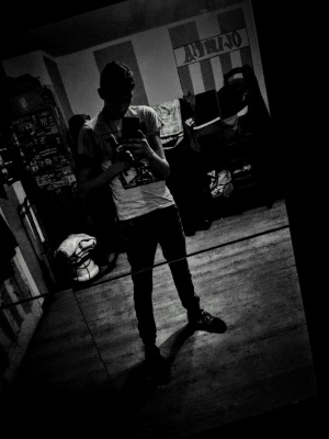 standing, monochrome
