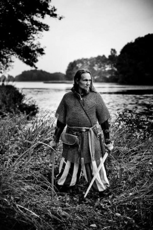 standing, monochrome