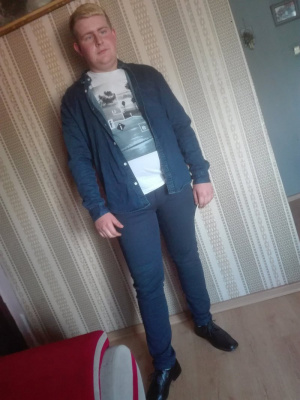 jacket, outerwear, jeans, denim, standing, tie, blazer